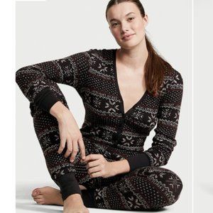 VS M Thermal Long Onesie Black Fair Isle So Adorable! Pajamas PJ P.J. PJs NWT